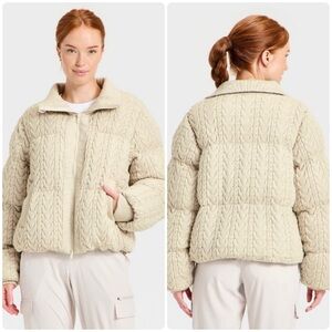 ALL IN MOTION ⛷️ Women’s Cable Knit Ski Winter Warm Puffer Jacket - Size XXL